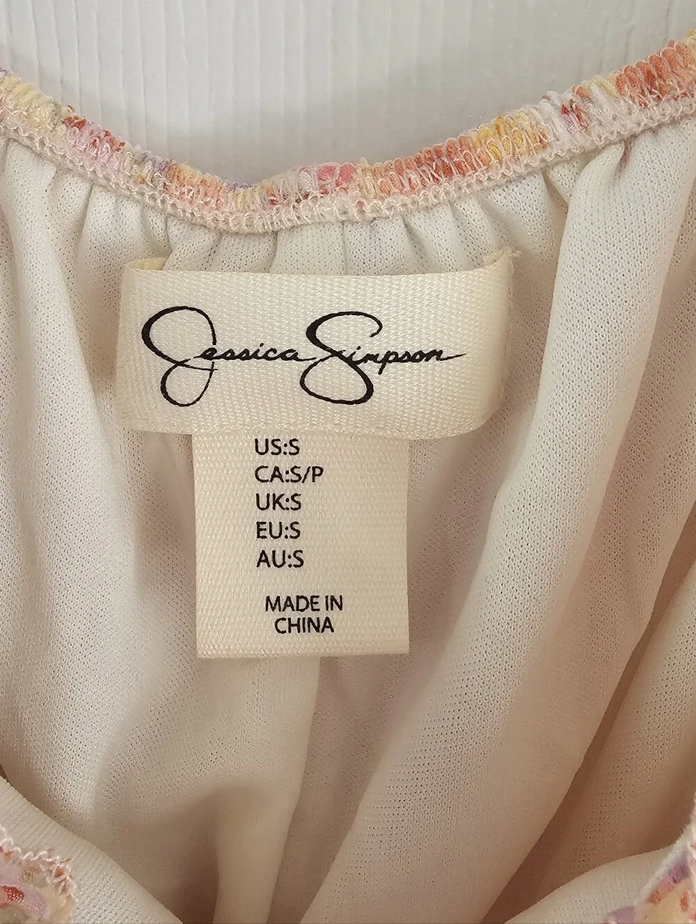 Jessica Simpson Floral Ruffle Side Cutout Mini Dress Small S Long Sleeve EUC